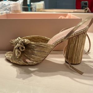 Loeffler Randall size 38 gold Camilla knot heels